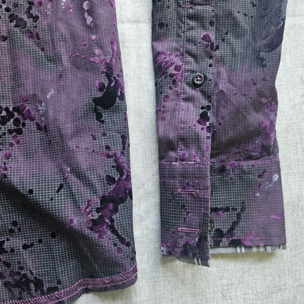 Georg Roth Mens Small Black & Purple Floral Long Sleeve Shirt Designer - Picture 6 of 16